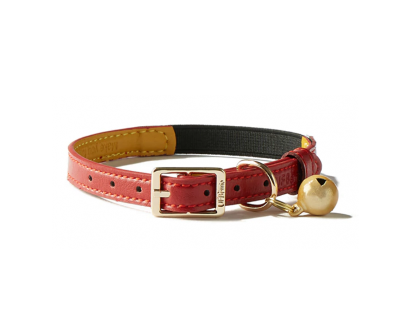 Collier anti-étrangelement Chat Simili cuir rouge et jaune Collier anti-étrangelement Chat Simili cuir rouge et jaune